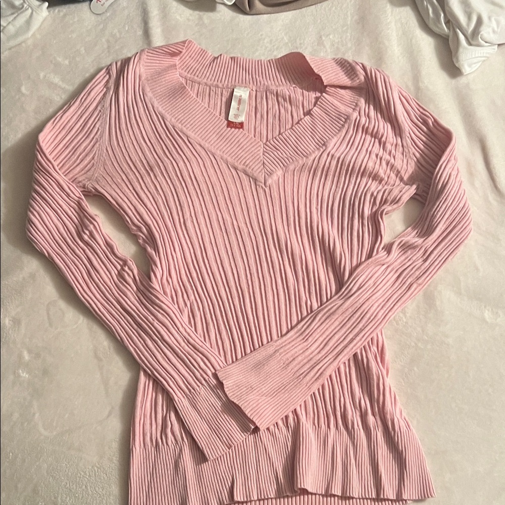 No Boundaries Light Pink Ribbed Knit Top